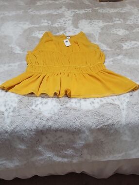 Womens Bright Old Navy Gold Smocked Peplum Top